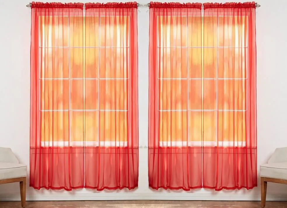 J&V TEXTILES 4-Pack Value: Solid Sheer Window Curtain Panels