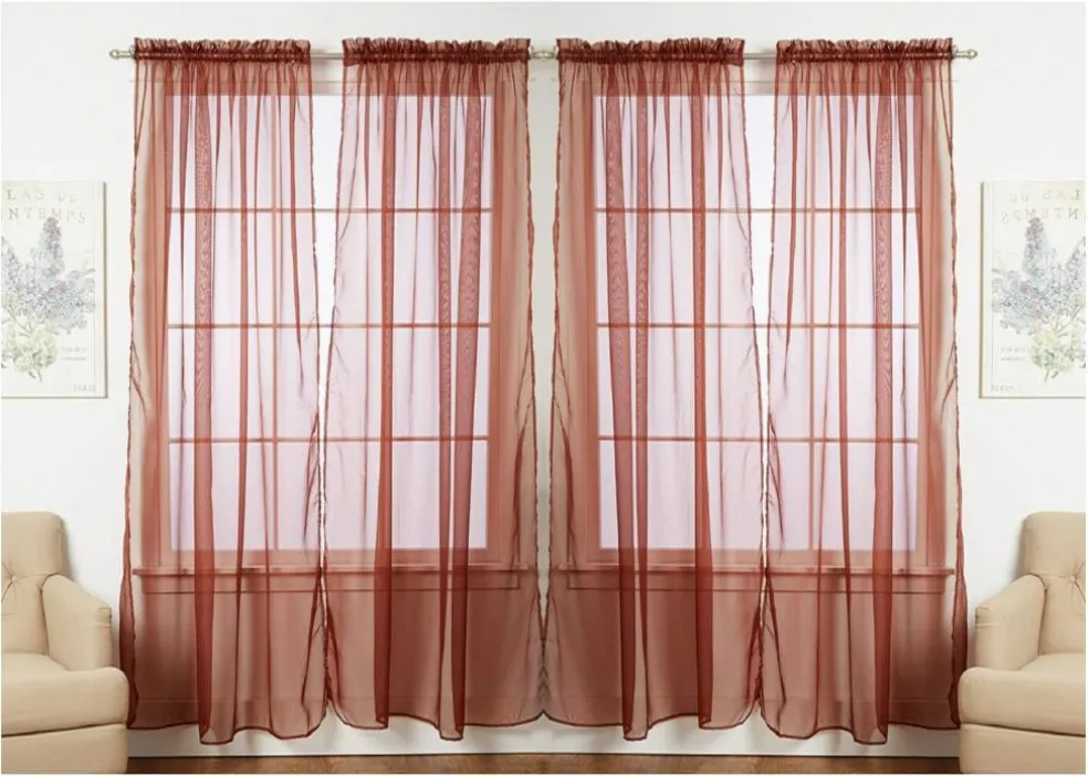 J&V TEXTILES 4-Pack Value: Solid Sheer Window Curtain Panels