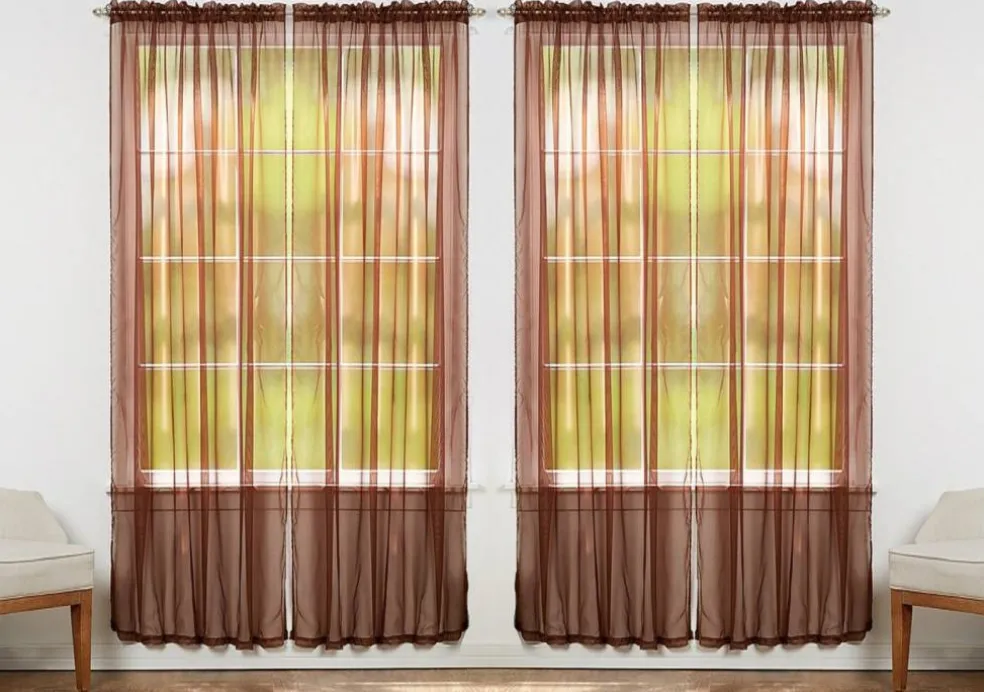 J&V TEXTILES 4-Pack Value: Solid Sheer Window Curtain Panels