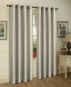 J&V TEXTILES 2 Panels Solid Grommet Faux Silk Window Curtain Drapes Treatment in 84" Length