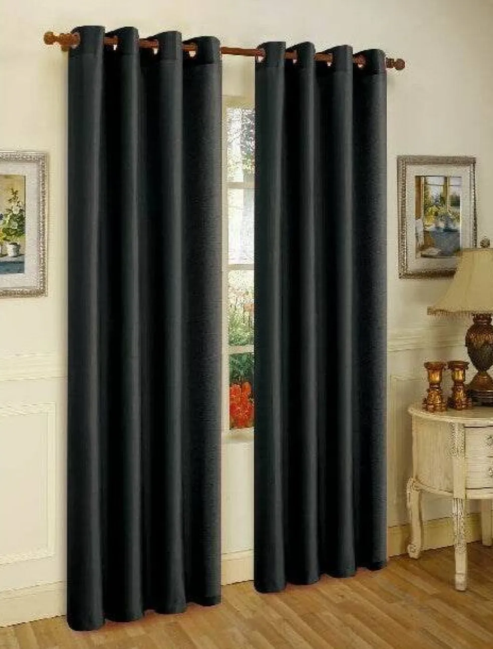 J&V TEXTILES 2 Panels Solid Grommet Faux Silk Window Curtain Drapes Treatment in 84" Length
