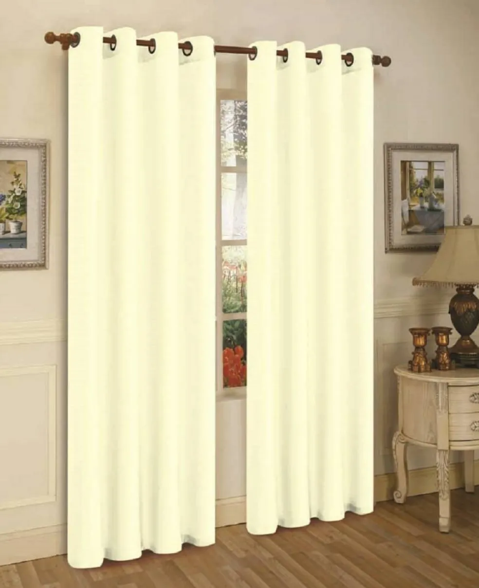 J&V TEXTILES 2 Panels Solid Grommet Faux Silk Window Curtain Drapes Treatment in 84" Length