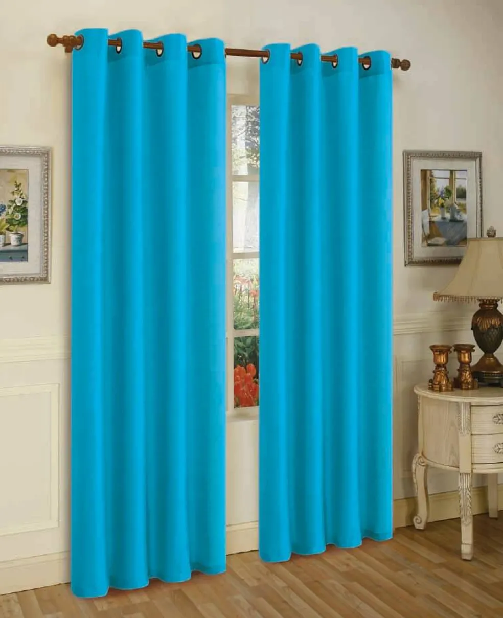 J&V TEXTILES 2 Panels Solid Grommet Faux Silk Window Curtain Drapes Treatment in 84" Length