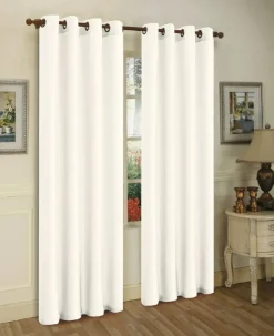 J&V TEXTILES 2 Panels Solid Grommet Faux Silk Window Curtain Drapes Treatment in 84