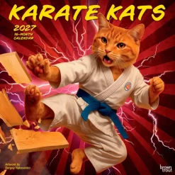 Karate Kats OFFICIAL | 2027 12 x 24 Inch (Hanging) Monthly Square Wall Calendar | Plastic-Free