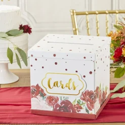Kate Aspen® Burgundy Blush Floral Collapsible Card Box