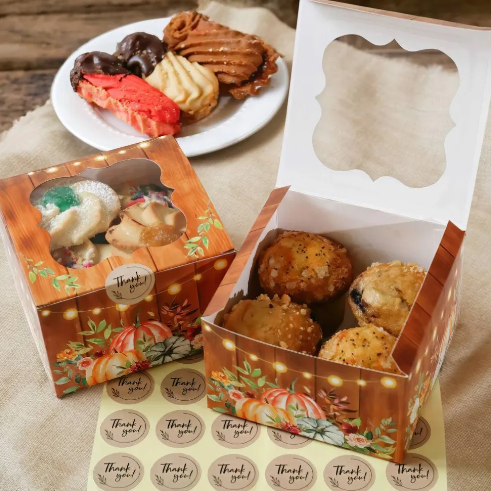 Kate Aspen Fall Cookie Boxes with Window & Seal Stickers, 30ct.