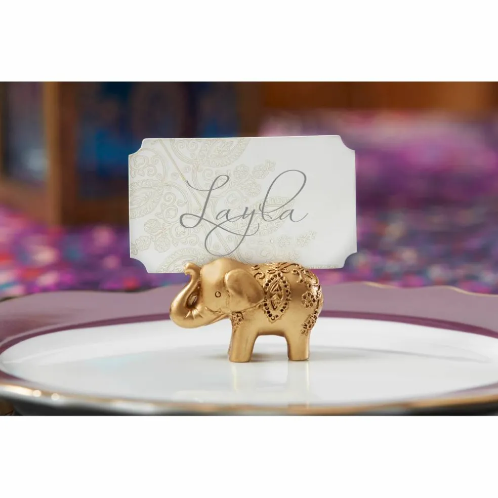 Kate Aspen® Lucky Golden Elephant Place Card Holder, 6ct.