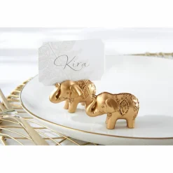 Kate Aspen® Lucky Golden Elephant Place Card Holder, 6ct.
