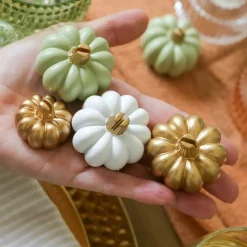 Kate Aspen® Mini Gold Pumpkin Place Card Holder Set