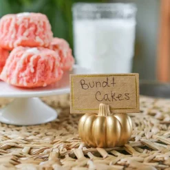 Kate Aspen® Mini Gold Pumpkin Place Card Holder Set