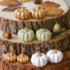 Kate Aspen® Mini Gold Pumpkin Place Card Holder Set