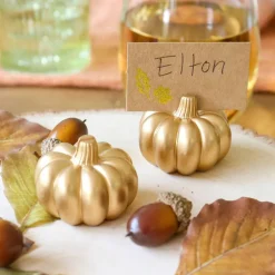 Kate Aspen® Mini Gold Pumpkin Place Card Holder Set