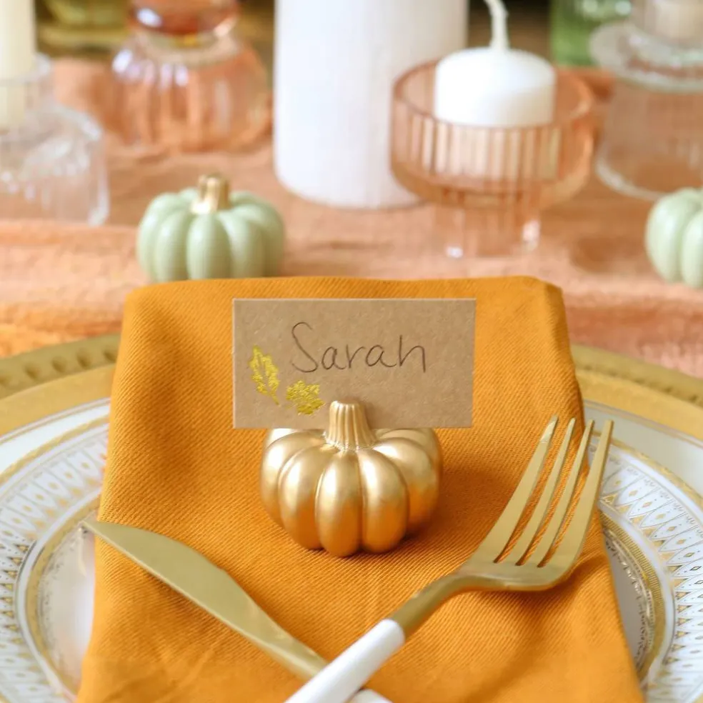 Kate Aspen® Mini Gold Pumpkin Place Card Holder Set