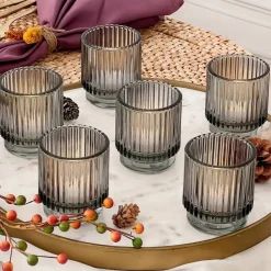 Kate Aspen® Ribbed Glass Votive Candle Holder Set