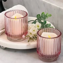 Kate Aspen® Ribbed Glass Votive Candle Holder Set