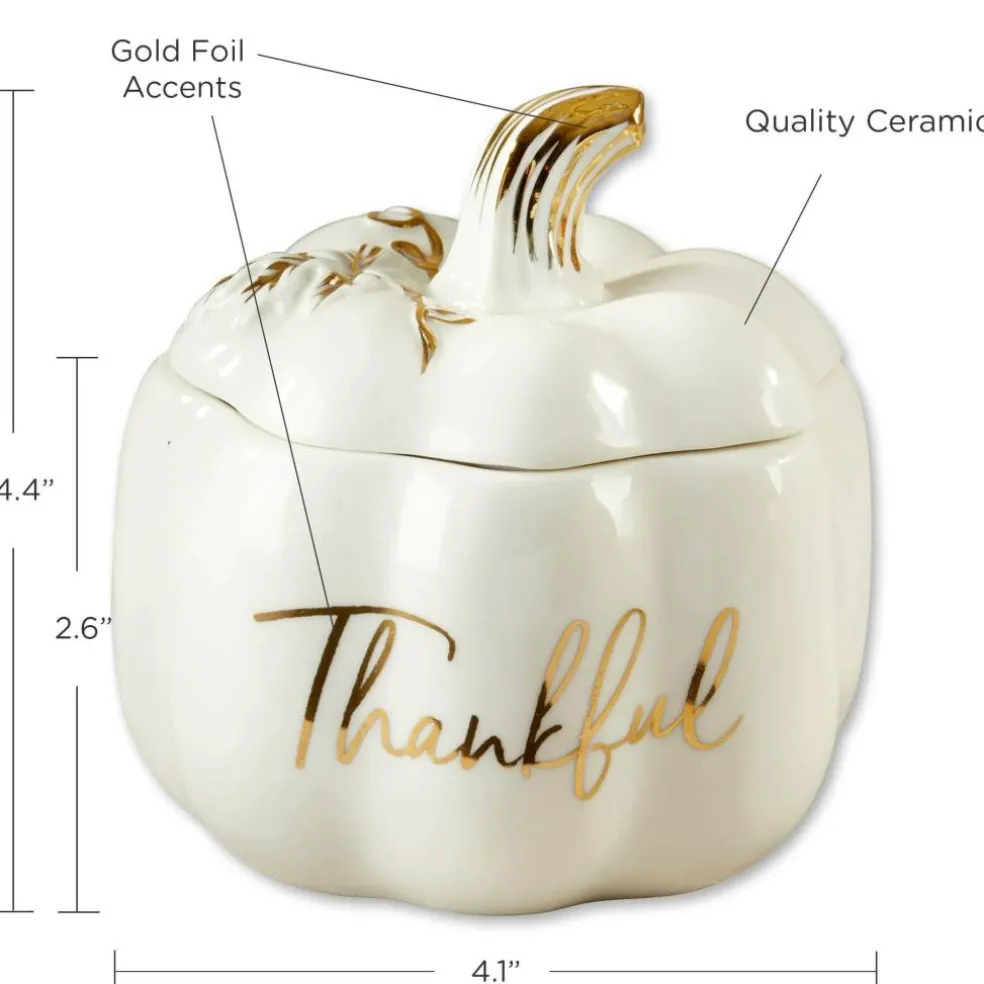 Kate Aspen White Thankful Pumpkin Decorative Bowl