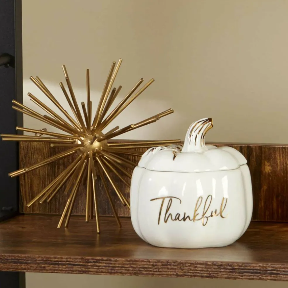 Kate Aspen White Thankful Pumpkin Decorative Bowl