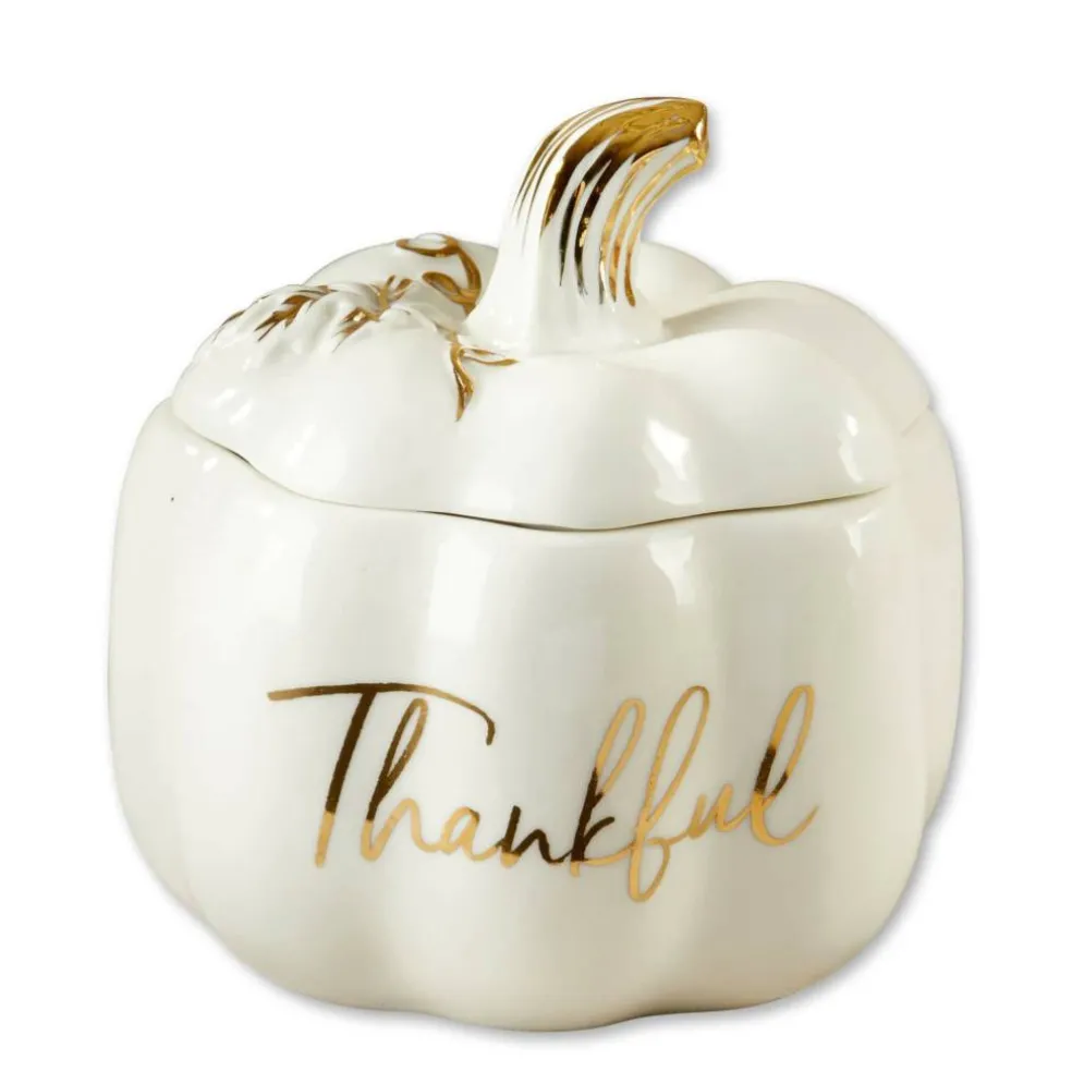 Kate Aspen White Thankful Pumpkin Decorative Bowl