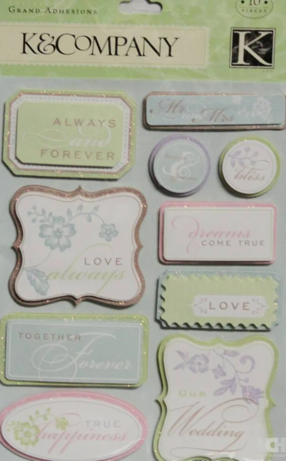 K & Company Wedding Tags Grand Adhesions Dimensional Stickers