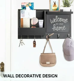 Key Holder for Wall - Mail Holder Organizer Wall Mount with Shelf - Hanging Key Rack Hanger with Hooks Decorative for Home Coat Letter Dog Leash Entryway Living Room Decor