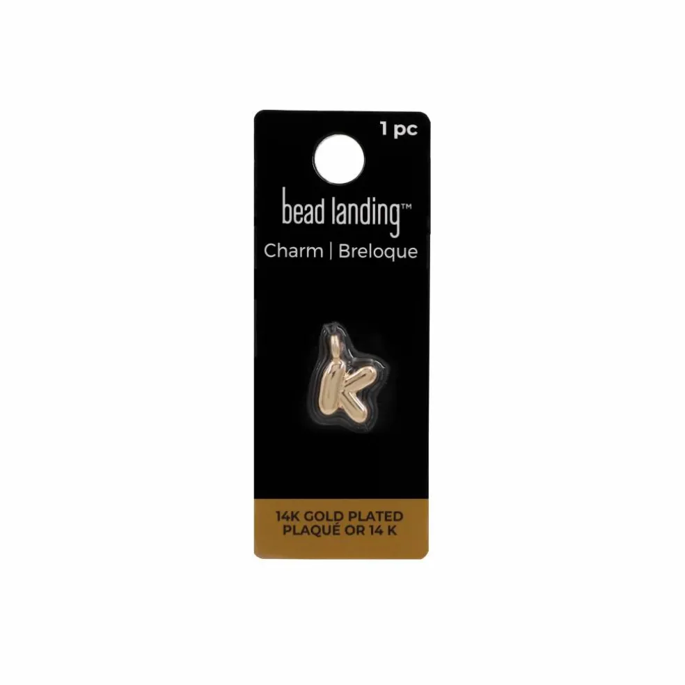 14K Gold Plated Metal Bubble Letter Charm by Bead Landing™