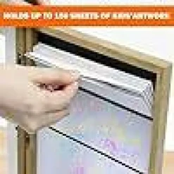 Kids Art Frames 8.5x11, 4-Pack Front Opening Changeable Picture Frames for Kids Artwork, Holds 150 Pieces Each, Artwork Storage and Wall Display Frame for Drawings, Portfolio, Black & Wood