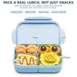 Kids Bento Lunch Box, 1150ml 3 Compartments, Blue