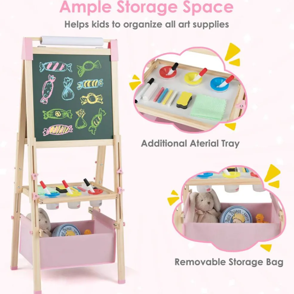 Kids 3-in-1 Adjustable Double-Sided Easel for Drawing and Painting