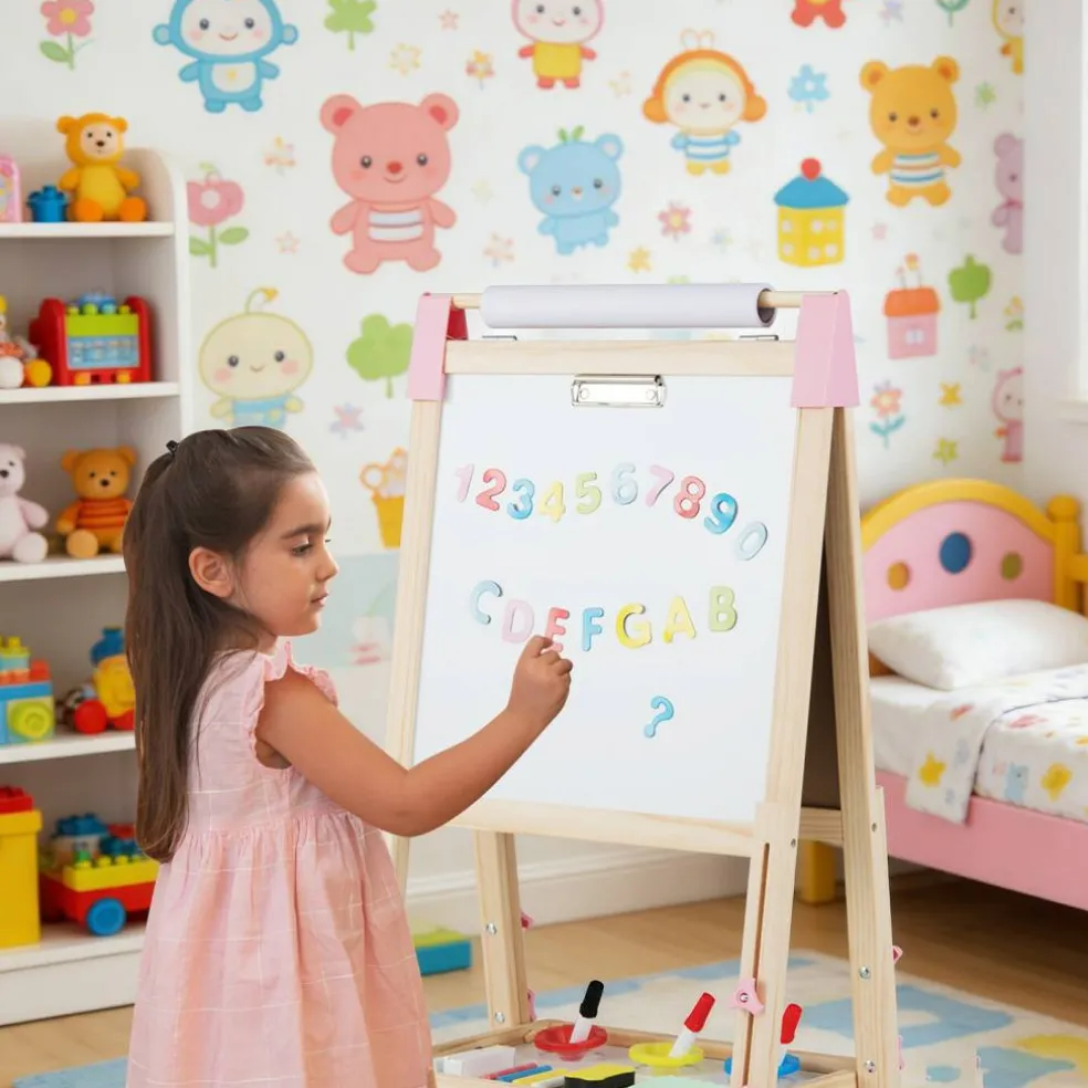 Kids 3-in-1 Adjustable Double-Sided Easel for Drawing and Painting