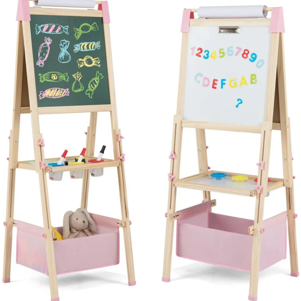Kids 3-in-1 Adjustable Double-Sided Easel for Drawing and Painting