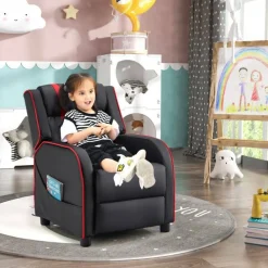 Kids Recliner Chair with Side Pockets and Footrest