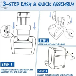 Kids Recliner Chair with Side Pockets and Footrest