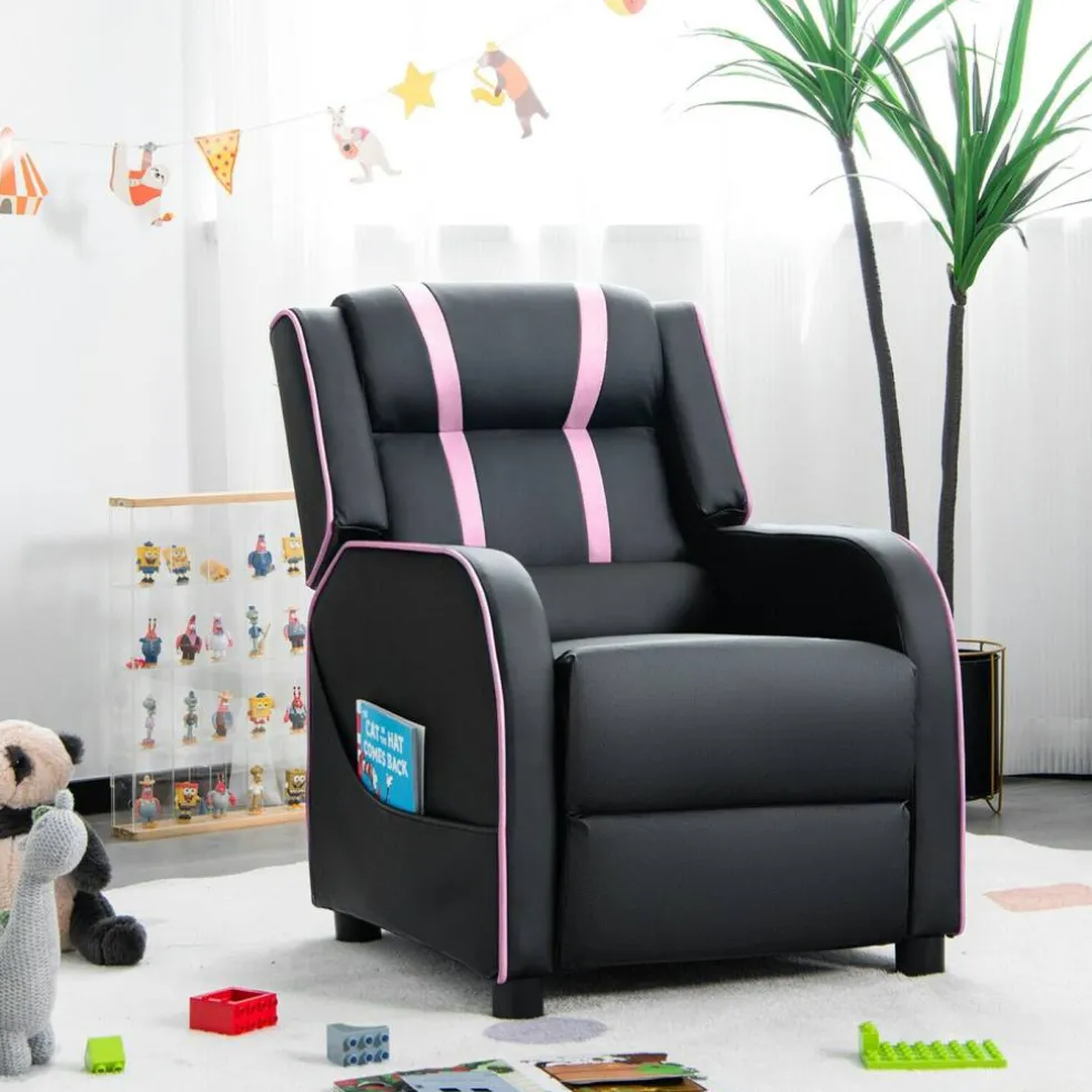 Kids Recliner Chair with Side Pockets and Footrest