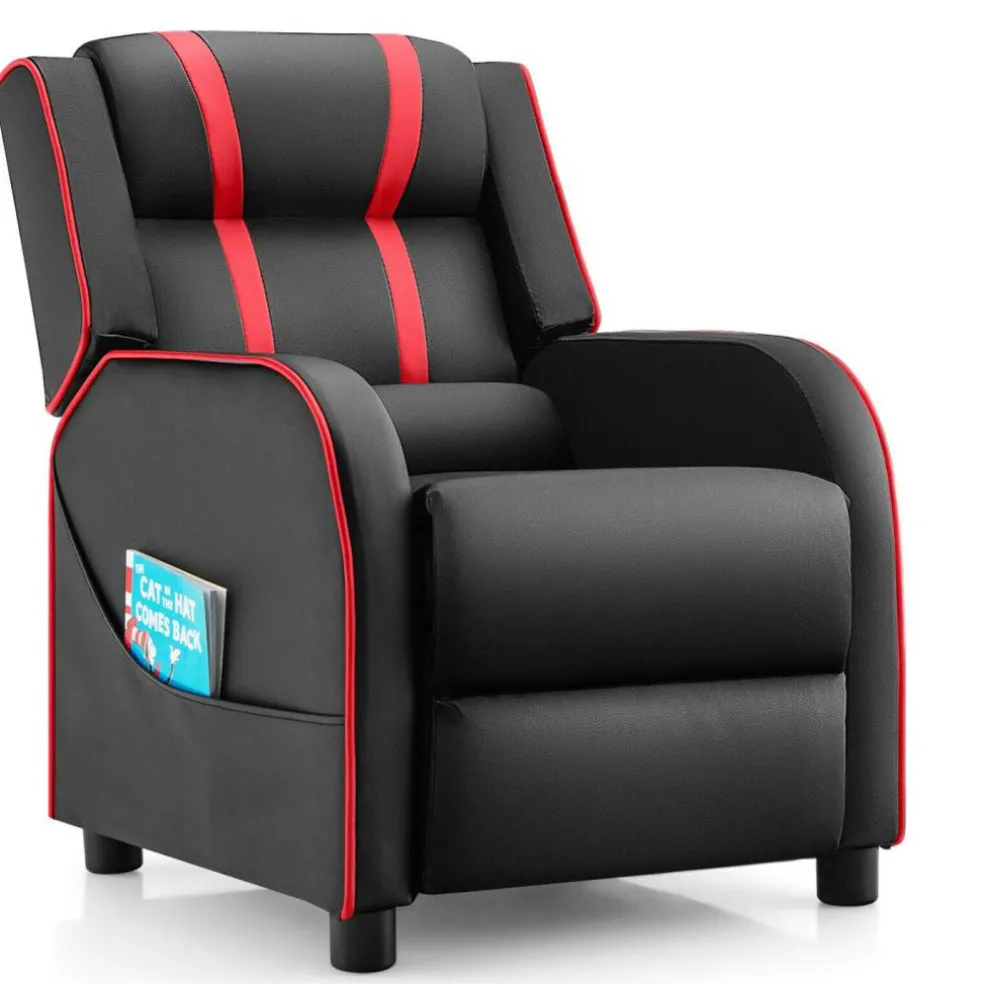 Kids Recliner Chair with Side Pockets and Footrest