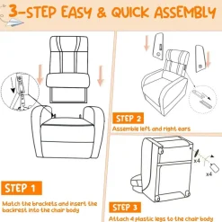 Kids Recliner Chair with Side Pockets and Footrest