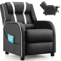 Kids Recliner Chair with Side Pockets and Footrest