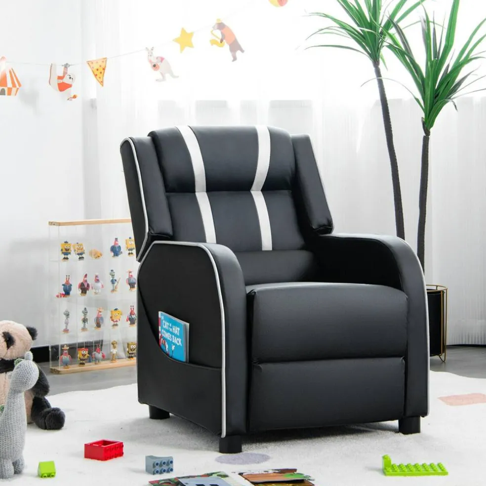 Kids Recliner Chair with Side Pockets and Footrest