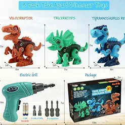 Kids Toys Stem Dinosaur Toy: Take Apart Toys for Kids 3-5 Learning Educational Building Sets with Electric Drill Birthday Gifts for Toddlers Boys Girls Age 3 4 5 6 7 8 Year Old
