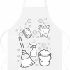 Kids White Non-Woven Cleaning Print Apron, 14.2" x 18.9", Child Craft & Activity Smock