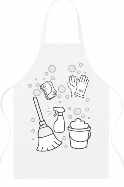 Kids White Non-Woven Cleaning Print Apron, 14.2" x 18.9", Child Craft & Activity Smock