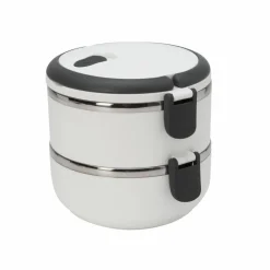 Kitchen Details 2-Tier White Insulated Stainless Steel Lunch Box