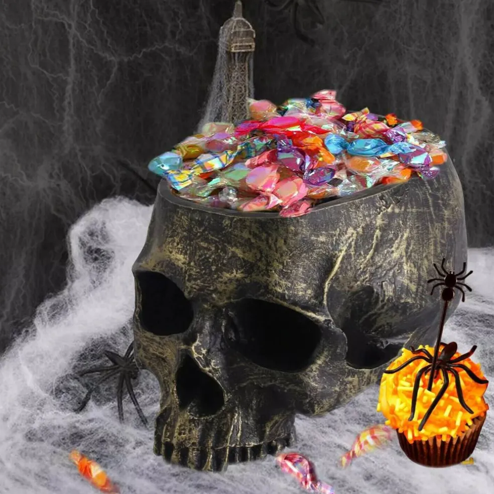 Kitcheniva Bronze Halloween Candy Dish Deep Skull Head
