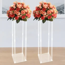 Kitcheniva Elegant Clear Acrylic Flower Stand Centerpieces Decor (2PCS 39