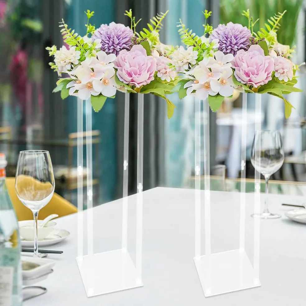 Kitcheniva Elegant Clear Acrylic Flower Stand Centerpieces Decor (2PCS 39")