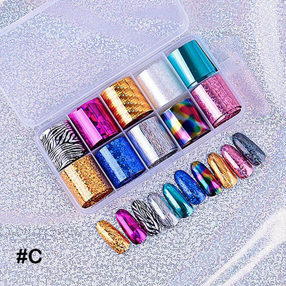Kitcheniva Holographic Nail Foils DIY Sticker Set of 10