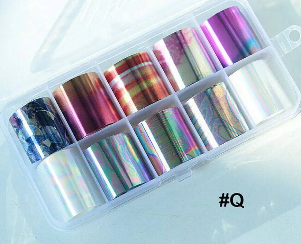 Kitcheniva Holographic Nail Foils DIY Sticker Set of 10