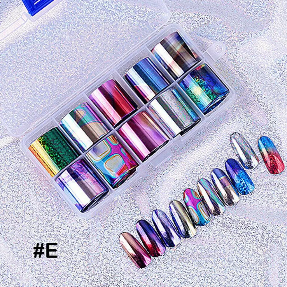 Kitcheniva Holographic Nail Foils DIY Sticker Set of 10