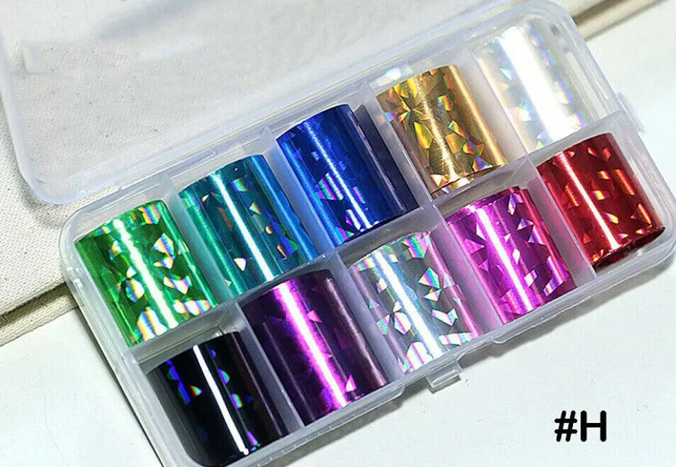 Kitcheniva Holographic Nail Foils DIY Sticker Set of 10