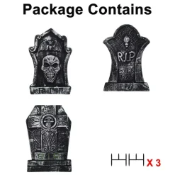 Kitcheniva Large Halloween 3D Foam Tombstones w/ Stakes Decor